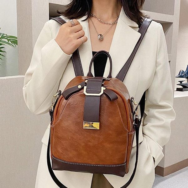 petit sac à dos simili cuir marron