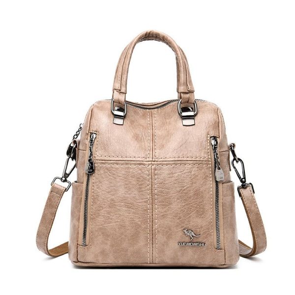 sac à dos beige simili cuir vintage