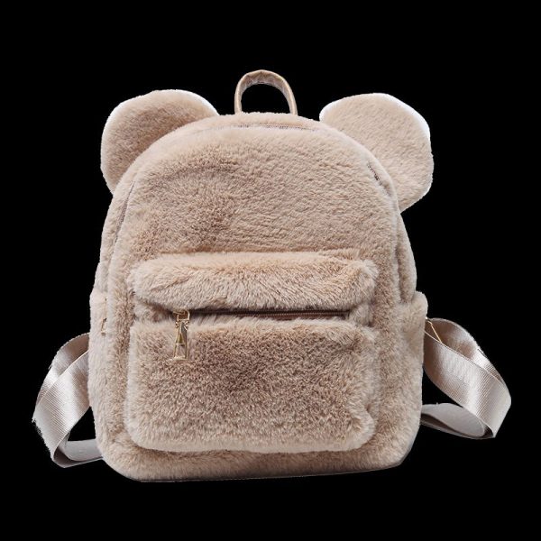 sac à dos en peluche beige