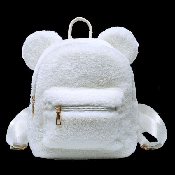 sac à dos en peluche blanc