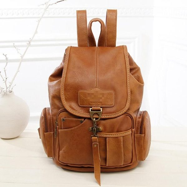 sac à dos en cuir PU marron