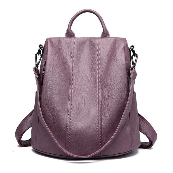 sac à dos en simili cuir à effet lavande