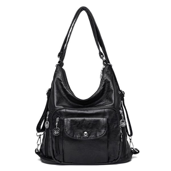 sac à dos en simili cuir noir pour la ville