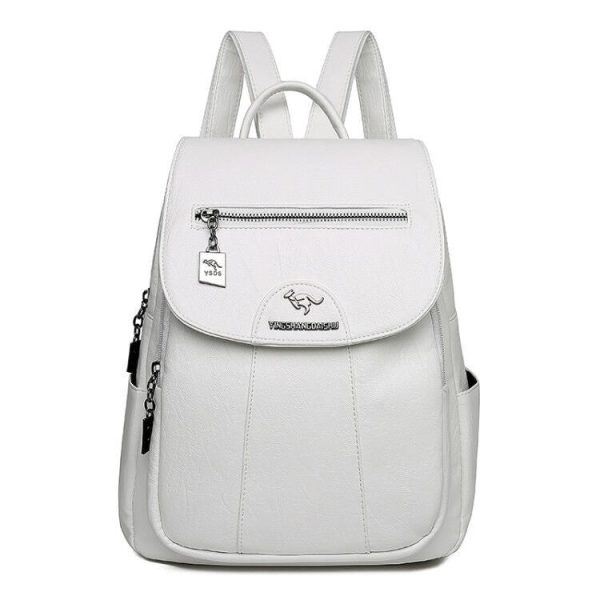 sac à dos en simili cuir pour femme blanc avec bretelle