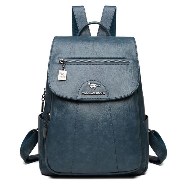 sac à dos en simili cuir pour femme bleu