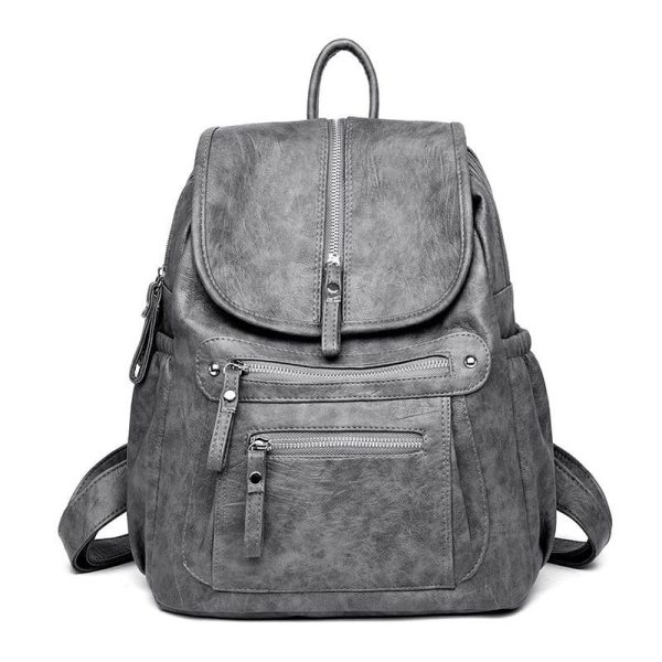 sac à dos femme simili cuir gris