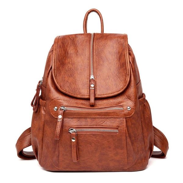 sac à dos femme simili cuir marron