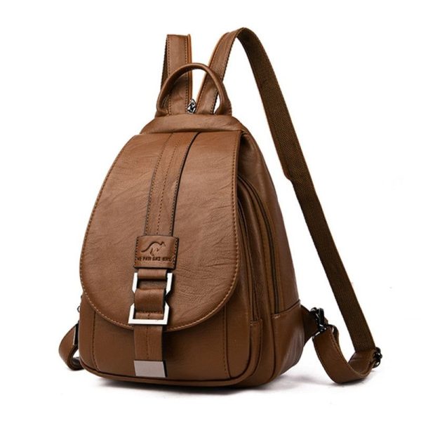 sac à dos lycée marron simili cuir