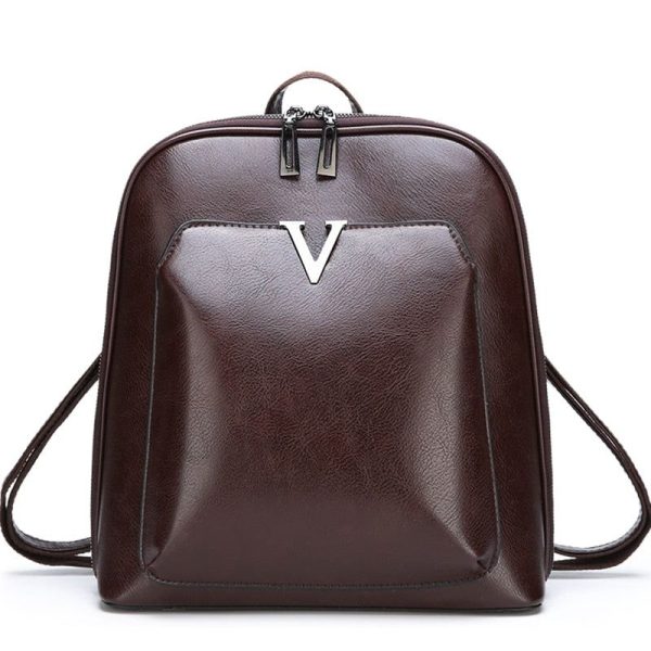 sac à dos marron imitation cuir pour femme