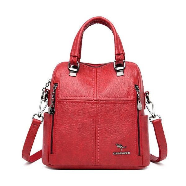 sac à dos rouge en simili cuir