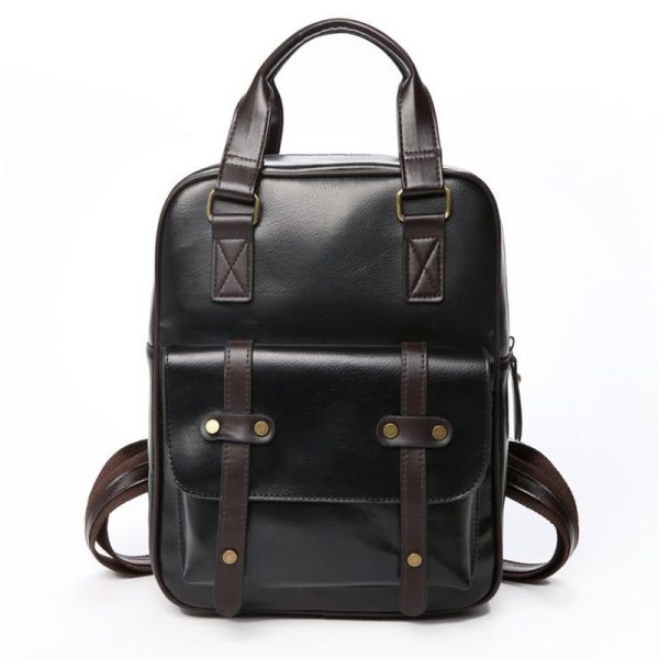 sac à dos simili cuir noir étudiant