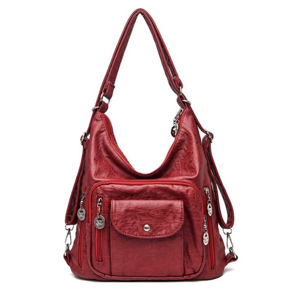 sac à dos simili cuir prune 3 en 1