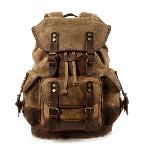 sac à dos toile et cuir marron