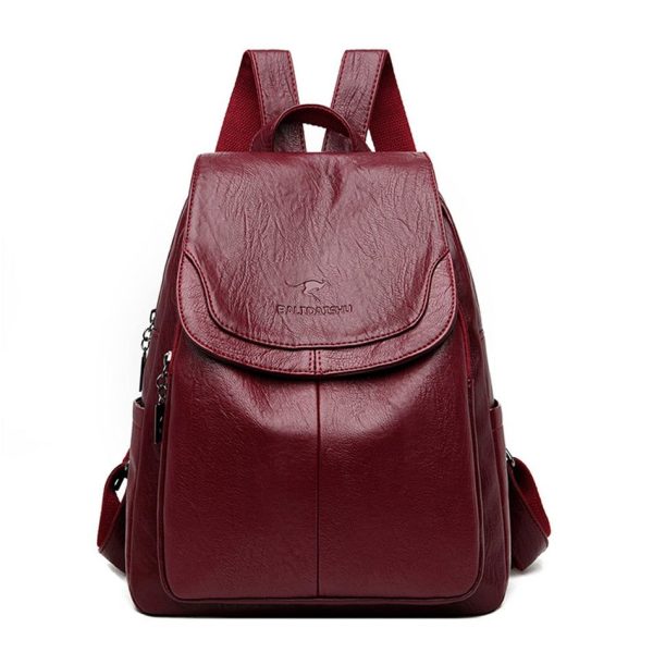 sac à dos simili cuir rouge vintage souple